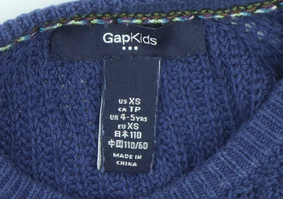 GapKids Boys Blue Chunky-Knit Pullover Jumper 4-5 Years