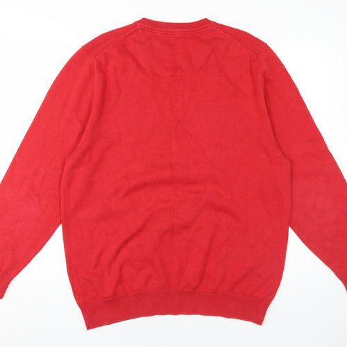GANT Men's Red XL V-Neck Pullover Cotton Jumper