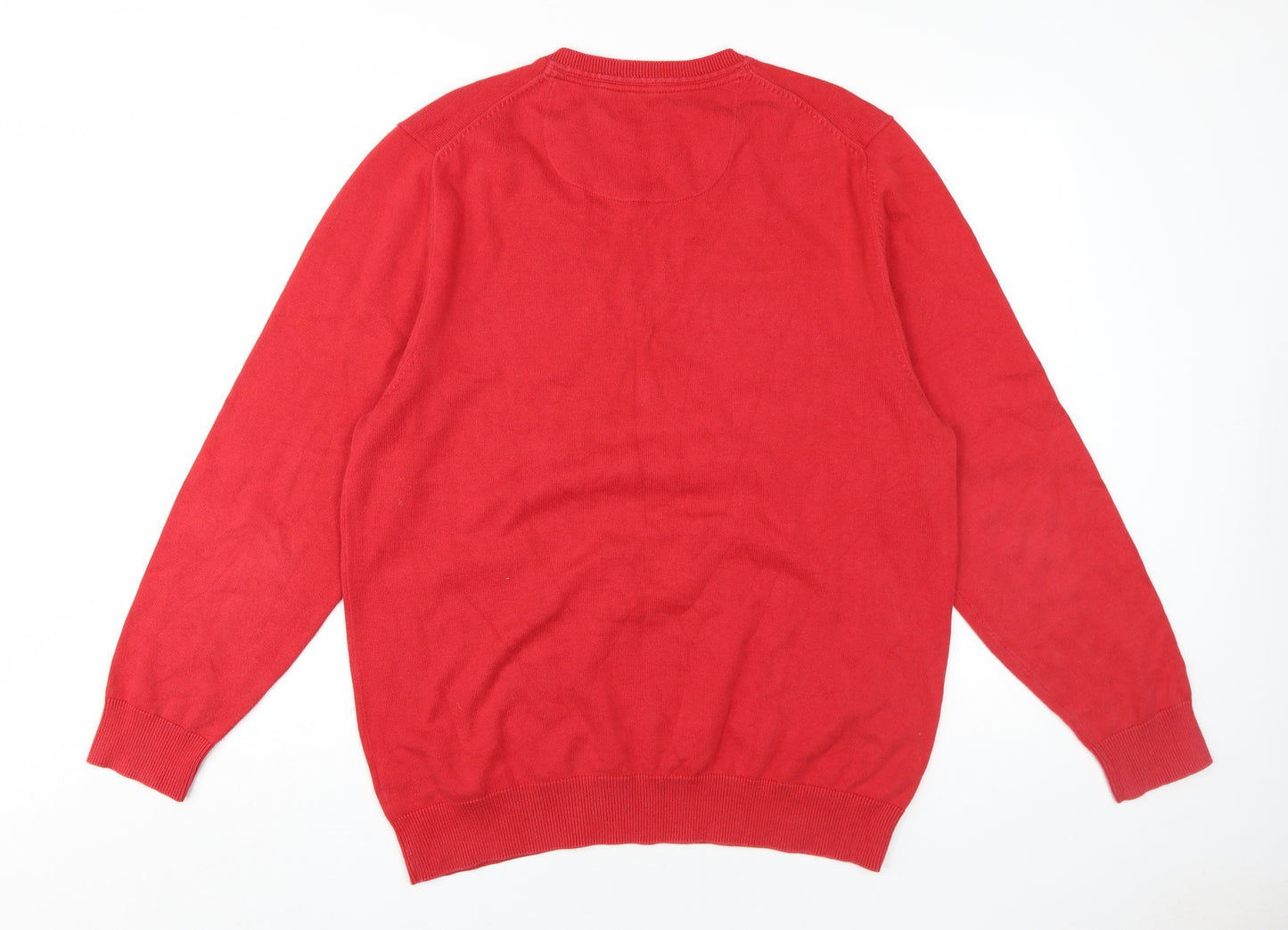 GANT Men's Red XL V-Neck Pullover Cotton Jumper