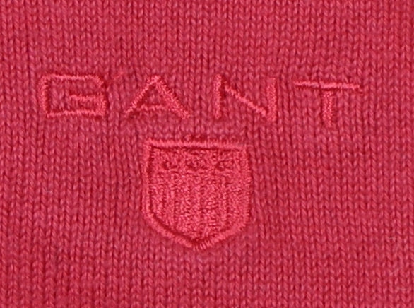 GANT Men's Red XL V-Neck Pullover Cotton Jumper