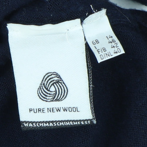 Peter Hahn Women's Blue Wool Cardigan Size 14
