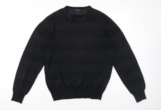 McNeal Men Black Cotton Pullover Jumper, Size S