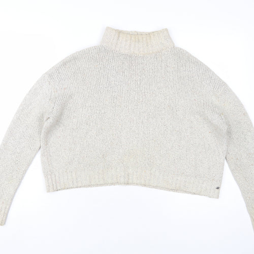 American Eagle Women Ivory High Neck Jumper M