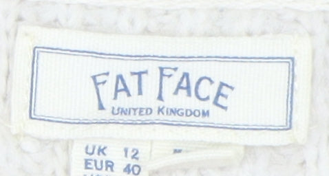 Fat Face Women's Beige V-Neck Pullover Jumper Size 12