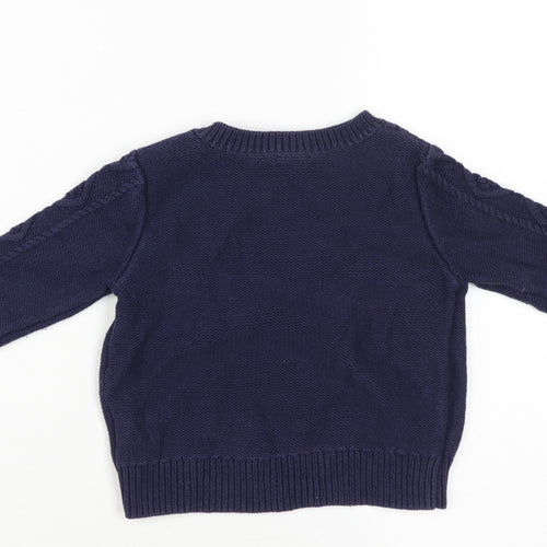 Gap Unisex Baby Blue Cotton Pullover Jumper 6-12 Months