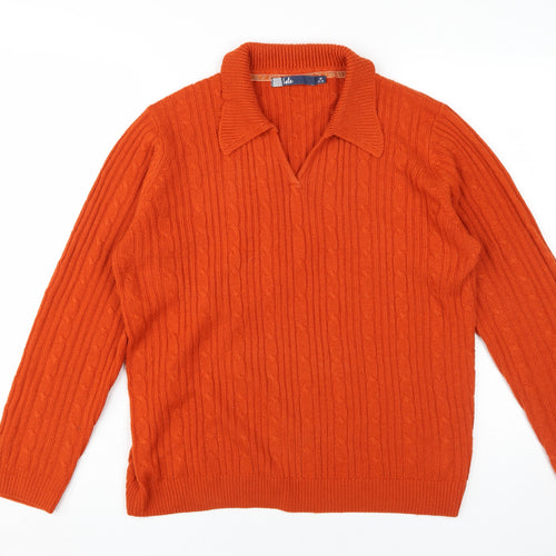 Isle Women's Orange Collared Knit Jumper M