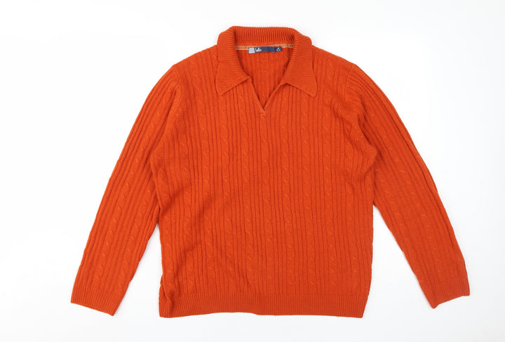 Isle Women's Orange Collared Knit Jumper M