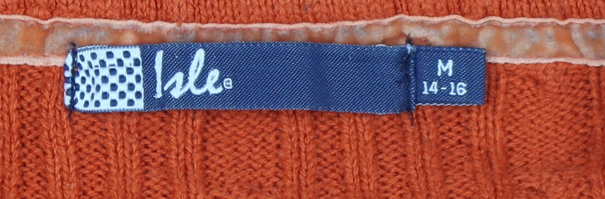 Isle Women's Orange Collared Knit Jumper M