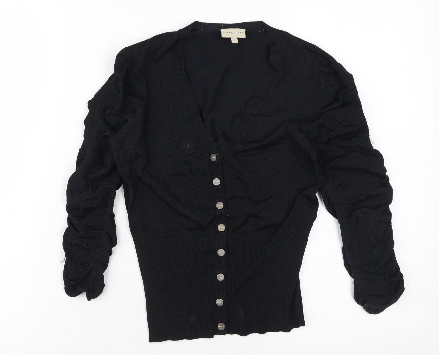 Karen Millen Women's Black Button-Up V-Neck Top