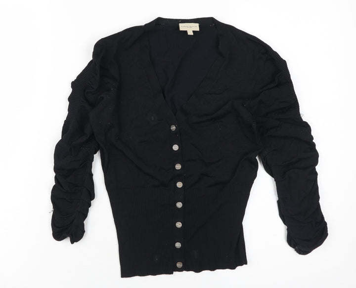 Karen Millen Women's Black Button-Up V-Neck Top