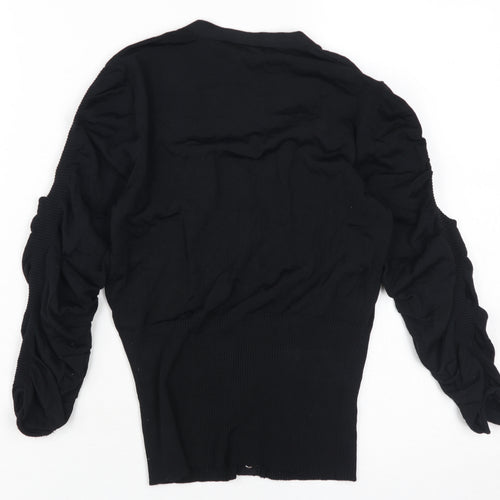 Karen Millen Women's Black Button-Up V-Neck Top