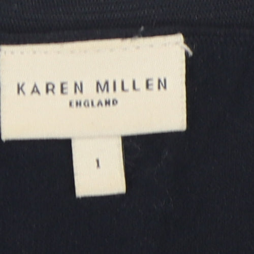 Karen Millen Women's Black Button-Up V-Neck Top