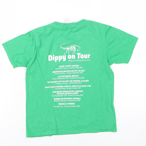 Natural History Museum Boys Green Dinosaur T-Shirt, Size 7-8, Short Sleeve