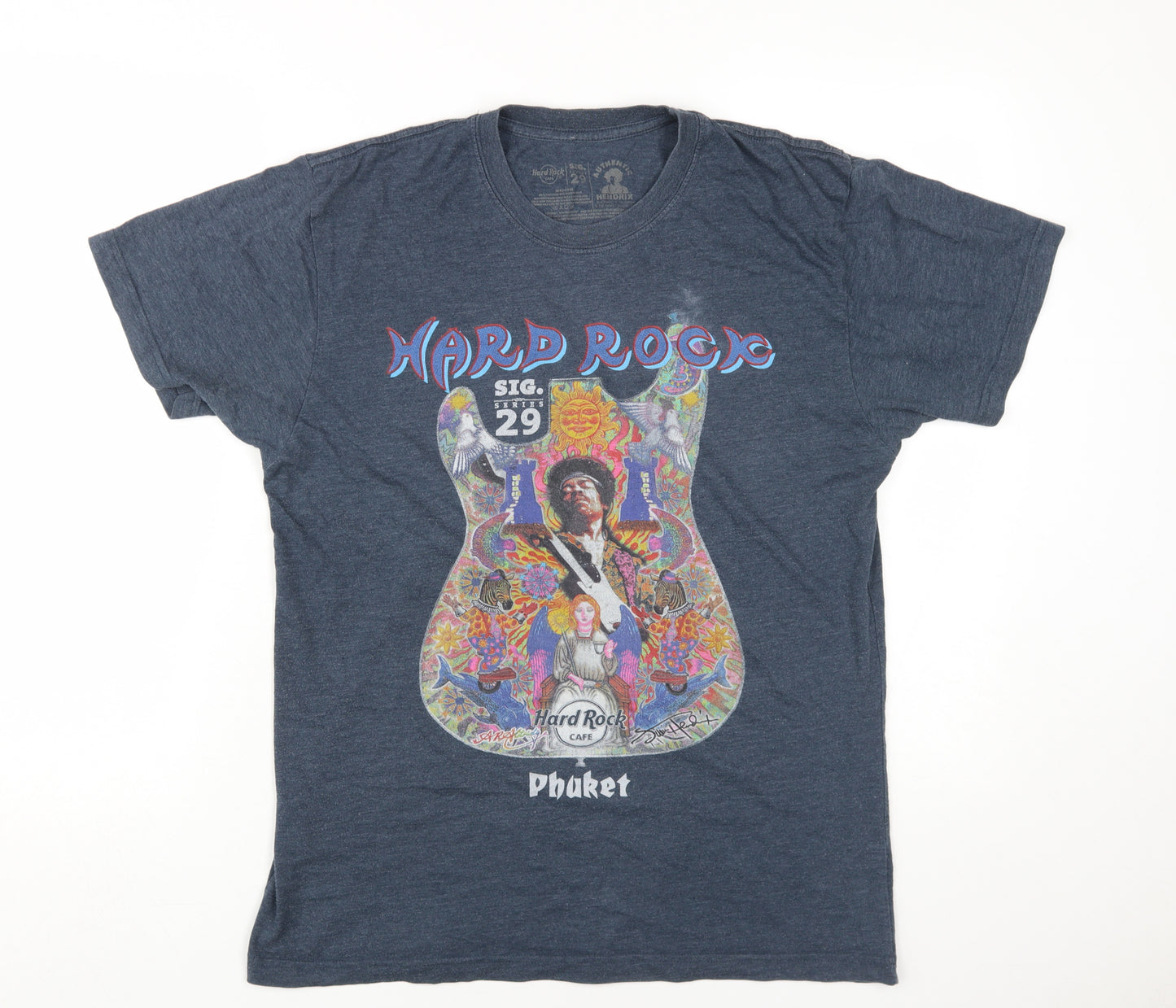 Hard Rock Café Men’s Blue Jimi Hendrix T-Shirt, Medium