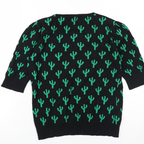 Collectif Women's Black Jumper UK 12 Cactus Print