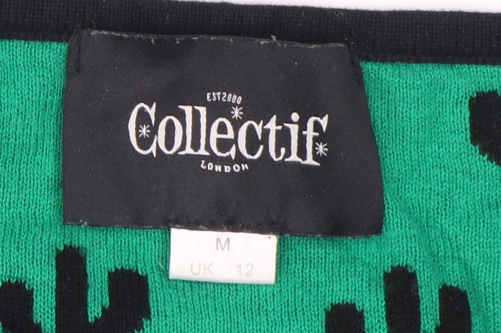 Collectif Women's Black Jumper UK 12 Cactus Print