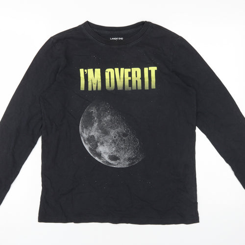 Lands' End Black Unisex Long Sleeve T-Shirt L
