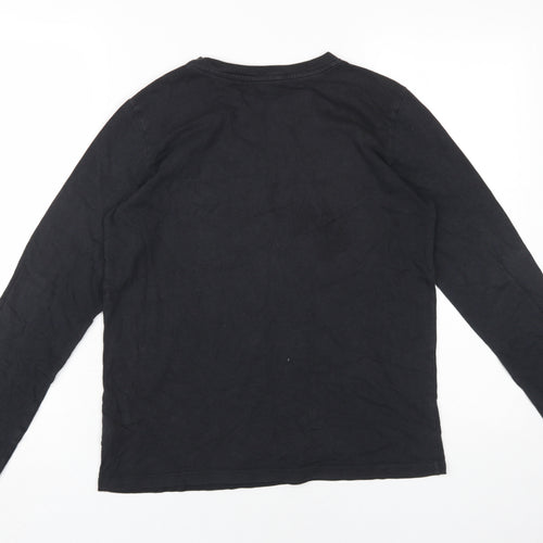Lands' End Black Unisex Long Sleeve T-Shirt L