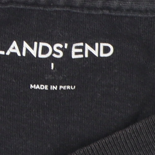 Lands' End Black Unisex Long Sleeve T-Shirt L