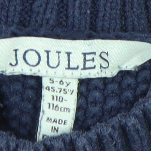 Joules Boys Blue Chunky Knit Pullover Jumper 5-6 Years