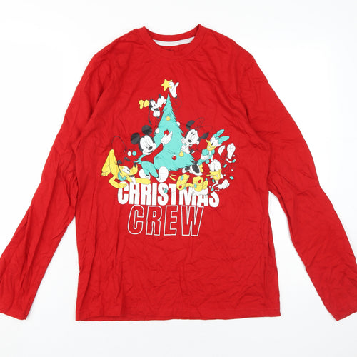 Disney Men Red XS Christmas Crew T-Shirt