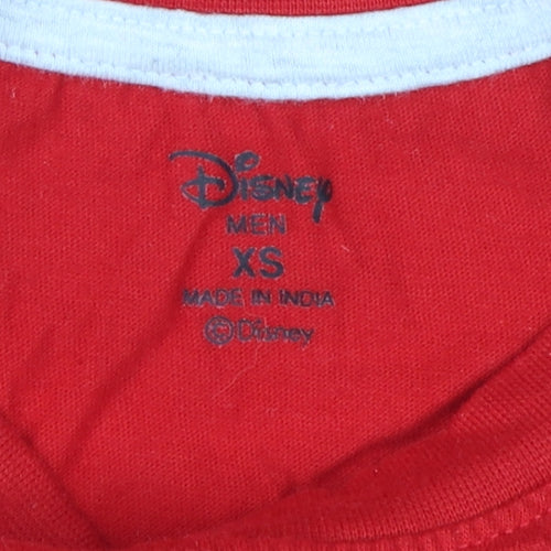 Disney Men Red XS Christmas Crew T-Shirt