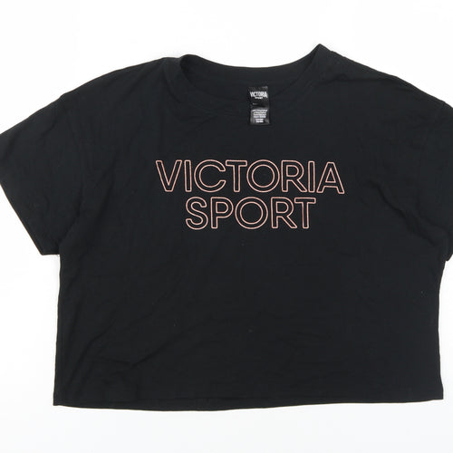 Victoria Sport Women's Black Cropped T-Shirt, Size S