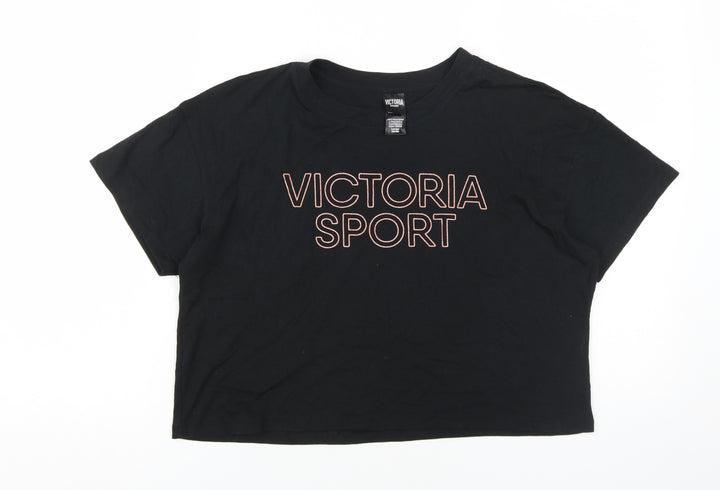 Victoria Sport Women's Black Cropped T-Shirt, Size S