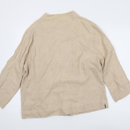Oska Women's Beige Linen Blazer, Size 12, Relaxed Fit