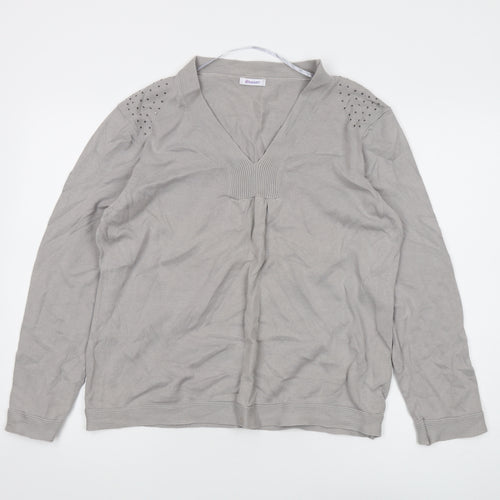 Damart Women's Grey V-Neck Pullover Jumper L