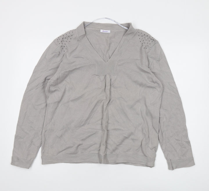 Damart Women's Grey V-Neck Pullover Jumper L