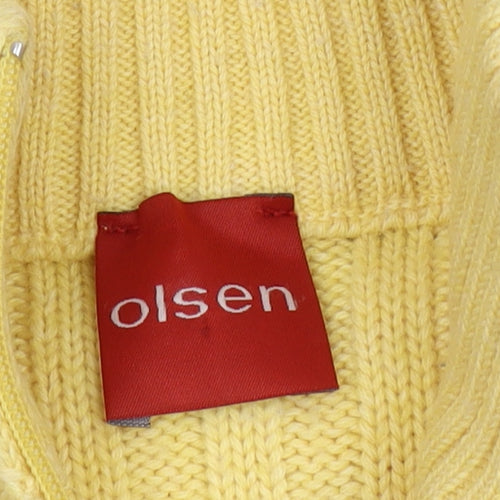 Olsen Women's Yellow Full Zip Jumper, Size 14