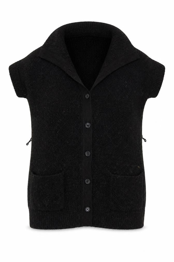 Front view of Gap Women's Black M Cardigan Cowl Neck Knit
