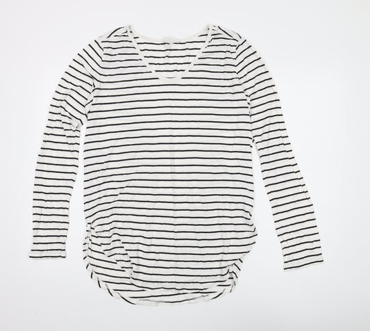 Gap Women's White Striped Jersey T-Shirt, Medium