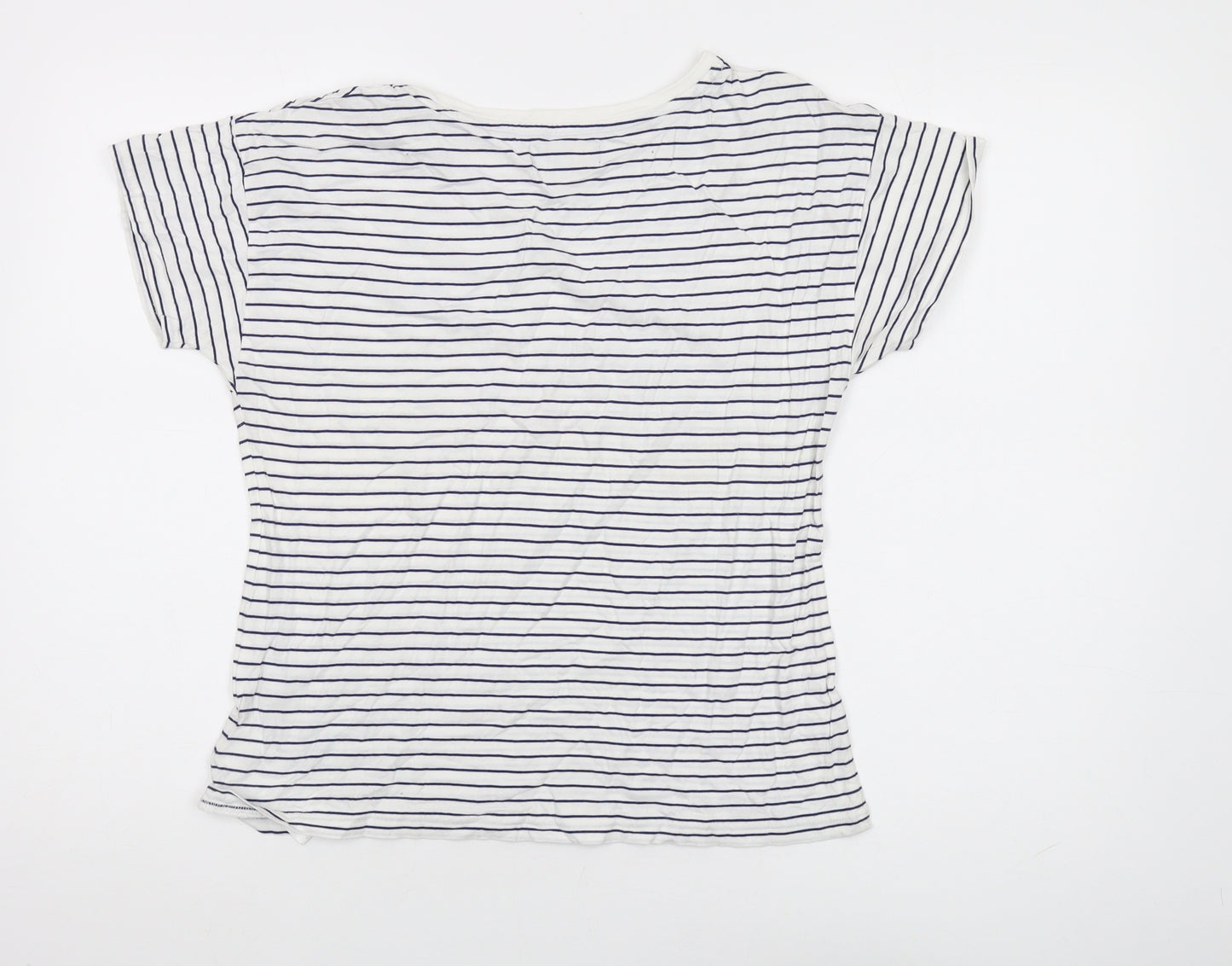 Fred Perry Women's White Striped T-Shirt Size 12