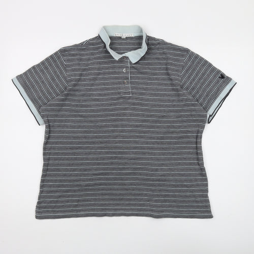 Lyle & Scott Men's Grey Striped Polo Shirt L