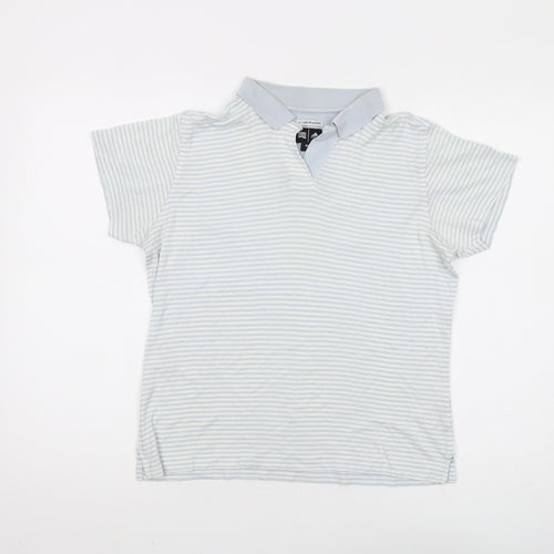 Adidas Unisex Blue Striped Polo Shirt M