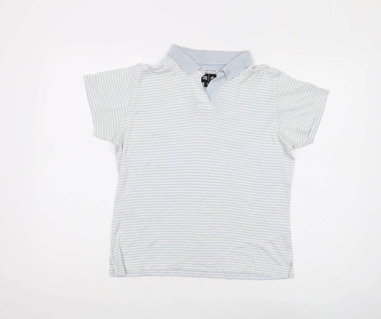 Adidas Unisex Blue Striped Polo Shirt M