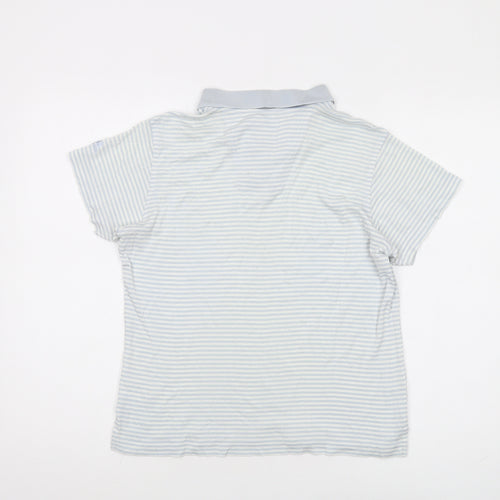 Adidas Unisex Blue Striped Polo Shirt M