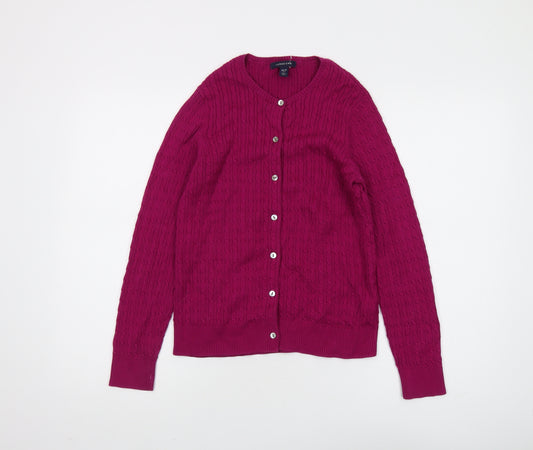 Lands' End Women's Pink Cable-Knit Cardigan XS