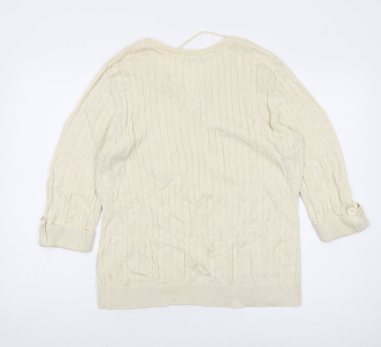 Happy D Women's Ivory Cable Knit Pullover Jumper L