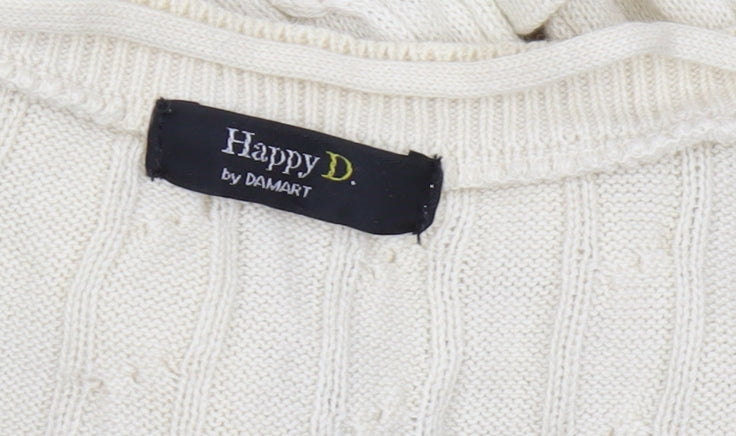 Happy D Women's Ivory Cable Knit Pullover Jumper L