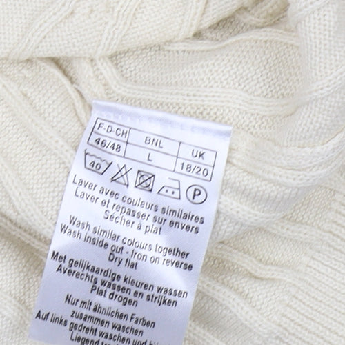 Happy D Women's Ivory Cable Knit Pullover Jumper L
