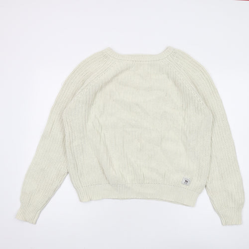 Bellfield Women's Ivory Chunky-Knit Pullover Jumper M