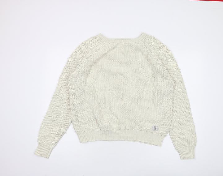 Bellfield Women's Ivory Chunky-Knit Pullover Jumper M