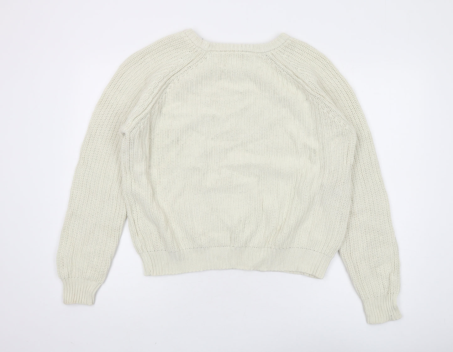 Bellfield Women's Ivory Chunky-Knit Pullover Jumper M