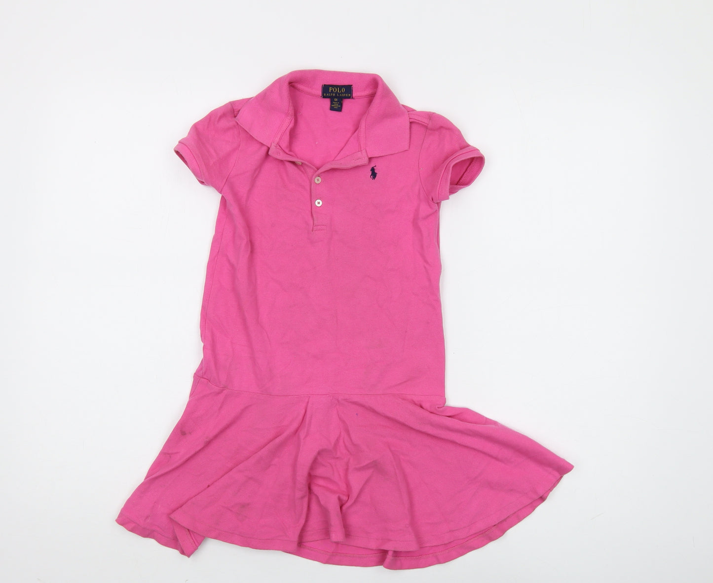 Ralph Lauren Girls Pink Shirt Dress, Size 6 Years, Casual