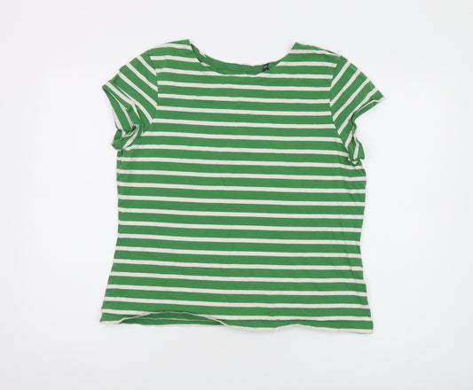 Seasalt Women’s Green Striped T-Shirt, UK 16, Casual Summer