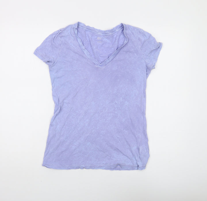 GAP Women's Purple V-Neck T-Shirt - Size S, Cotton