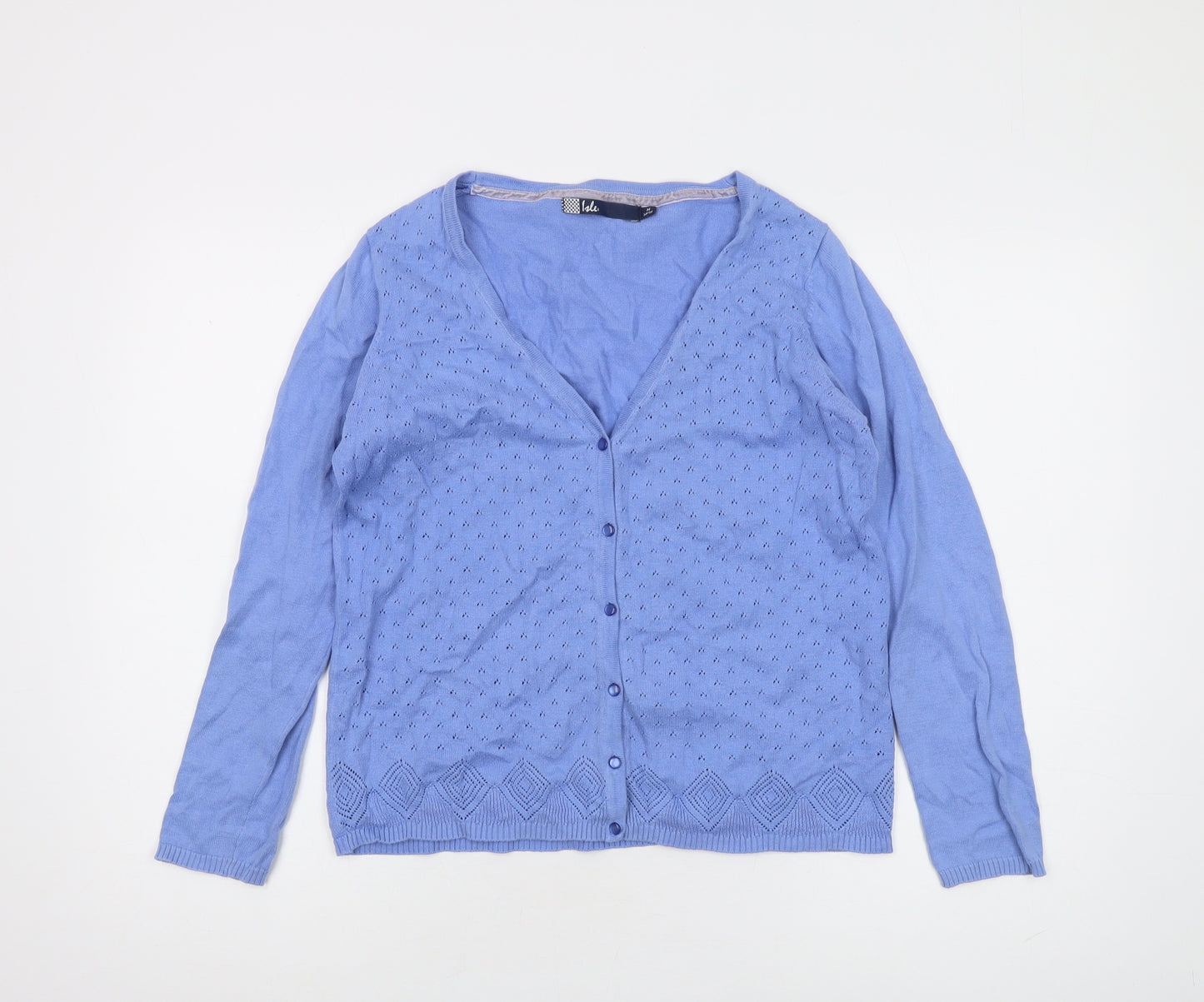 Isle Women's Blue Cardigan Size M Geometric Knit